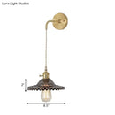 GobekUsa Scalloped Smoked Glass Brass Sconce Light: Industrial 1-Light Wall Lamp for Bedroom