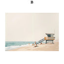 Serene beach watercolor illustration set of 7 framed bedroom art prints by Decorbites