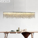 GobekUsa Silver Metallic Tassel Chain LED Pendant Light - Post-Modern Dining Room Island Lighting