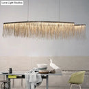 GobekUsa Silver Metallic Tassel Chain LED Pendant Light - Post-Modern Dining Room Island Lighting
