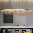 GobekUsa Silver Metallic Tassel Chain LED Pendant Light - Post-Modern Dining Room Island Lighting