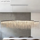 GobekUsa Silver Metallic Tassel Chain LED Pendant Light - Post-Modern Dining Room Island Lighting
