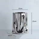 GobekUsa Silver Ruffled Ceramic Flower Vase