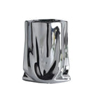 GobekUsa Silver Ruffled Ceramic Flower Vase