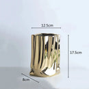 GobekUsa Silver Ruffled Ceramic Flower Vase
