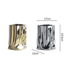 GobekUsa Silver Ruffled Ceramic Flower Vase