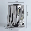 GobekUsa Silver Ruffled Ceramic Flower Vase