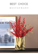 GobekUsa Silver Ruffled Ceramic Flower Vase