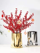 GobekUsa Silver Ruffled Ceramic Flower Vase