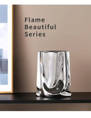GobekUsa Silver Ruffled Ceramic Flower Vase