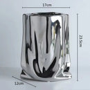 GobekUsa Silver Ruffled Ceramic Flower Vase