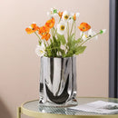 GobekUsa Silver Ruffled Ceramic Flower Vase