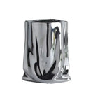 GobekUsa Silver Ruffled Ceramic Flower Vase