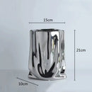 GobekUsa Silver Ruffled Ceramic Flower Vase