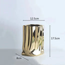 GobekUsa Silver Ruffled Ceramic Flower Vase