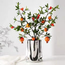 GobekUsa Silver Ruffled Ceramic Flower Vase