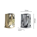 GobekUsa Silver Ruffled Ceramic Flower Vase