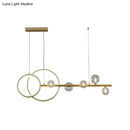 GobekUsa Simple 5-Head LED Island Light Fixture in Gold: Clear Glass Sphere Design