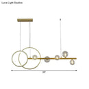 GobekUsa Simple 5-Head LED Island Light Fixture in Gold: Clear Glass Sphere Design