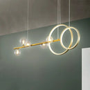 GobekUsa Simple 5-Head LED Island Light Fixture in Gold: Clear Glass Sphere Design