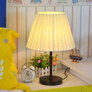 GobekUsa Simple Pleated Fabric Table Lamp - Tapered Nightstand Light for Bedside (1 Bulb)