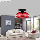 GobekUsa Simple Style Glass Oval Flush Mount Lamp with 1 Light - Clear/Amber/Smoky Ceiling Fixture for Hallway