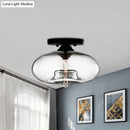 GobekUsa Simple Style Glass Oval Flush Mount Lamp with 1 Light - Clear/Amber/Smoky Ceiling Fixture for Hallway