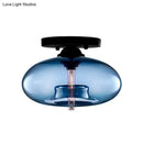GobekUsa Simple Style Glass Oval Flush Mount Lamp with 1 Light - Clear/Amber/Smoky Ceiling Fixture for Hallway