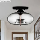 GobekUsa Simple Style Glass Oval Flush Mount Lamp with 1 Light - Clear/Amber/Smoky Ceiling Fixture for Hallway