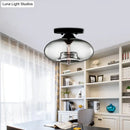 GobekUsa Simple Style Glass Oval Flush Mount Lamp with 1 Light - Clear/Amber/Smoky Ceiling Fixture for Hallway