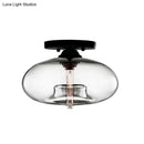 GobekUsa Simple Style Glass Oval Flush Mount Lamp with 1 Light - Clear/Amber/Smoky Ceiling Fixture for Hallway