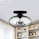 GobekUsa Simple Style Glass Oval Flush Mount Lamp with 1 Light - Clear/Amber/Smoky Ceiling Fixture for Hallway