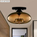 GobekUsa Simple Style Glass Oval Flush Mount Lamp with 1 Light - Clear/Amber/Smoky Ceiling Fixture for Hallway