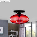 GobekUsa Simple Style Glass Oval Flush Mount Lamp with 1 Light - Clear/Amber/Smoky Ceiling Fixture for Hallway