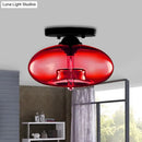 GobekUsa Simple Style Glass Oval Flush Mount Lamp with 1 Light - Clear/Amber/Smoky Ceiling Fixture for Hallway