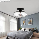 GobekUsa Simple Style Glass Oval Flush Mount Lamp with 1 Light - Clear/Amber/Smoky Ceiling Fixture for Hallway