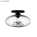GobekUsa Simple Style Glass Oval Flush Mount Lamp with 1 Light - Clear/Amber/Smoky Ceiling Fixture for Hallway