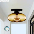 GobekUsa Simple Style Glass Oval Flush Mount Lamp with 1 Light - Clear/Amber/Smoky Ceiling Fixture for Hallway