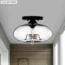 GobekUsa Simple Style Glass Oval Flush Mount Lamp with 1 Light - Clear/Amber/Smoky Ceiling Fixture for Hallway