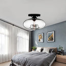 GobekUsa Simple Style Glass Oval Flush Mount Lamp with 1 Light - Clear/Amber/Smoky Ceiling Fixture for Hallway