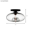GobekUsa Simple Style Glass Oval Flush Mount Lamp with 1 Light - Clear/Amber/Smoky Ceiling Fixture for Hallway