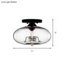GobekUsa Simple Style Glass Oval Flush Mount Lamp with 1 Light - Clear/Amber/Smoky Ceiling Fixture for Hallway