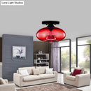 GobekUsa Simple Style Glass Oval Flush Mount Lamp with 1 Light - Clear/Amber/Smoky Ceiling Fixture for Hallway