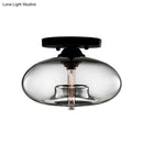 GobekUsa Simple Style Glass Oval Flush Mount Lamp with 1 Light - Clear/Amber/Smoky Ceiling Fixture for Hallway