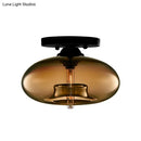 GobekUsa Simple Style Glass Oval Flush Mount Lamp with 1 Light - Clear/Amber/Smoky Ceiling Fixture for Hallway