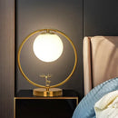 GobekUsa Simple Style Ivory Glass Ball Table Light with Gold Night Lamp and Deer Deco