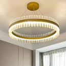 GobekUsa Simplicity Gold LED Crystal Pendant Light - Ring Tri-Prism Design - Perfect for Living Room