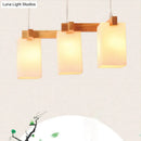 GobekUsa Simplicity Wood 3-Head Opaline Glass Rectangular Island Pendant Light