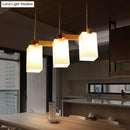 GobekUsa Simplicity Wood 3-Head Opaline Glass Rectangular Island Pendant Light