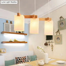 GobekUsa Simplicity Wood 3-Head Opaline Glass Rectangular Island Pendant Light